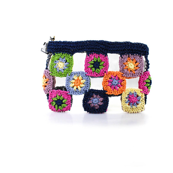 Lele Sadoughi Crochet Granny Square Pouch Bag NEW - Picture 2 of 8